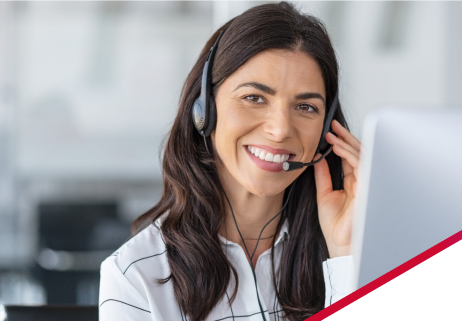 Uma mulher no helpdesk.